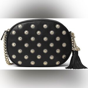 Michael Kors Leather Crossbody Bag with Sunburst Embellishment and Tassle Charm